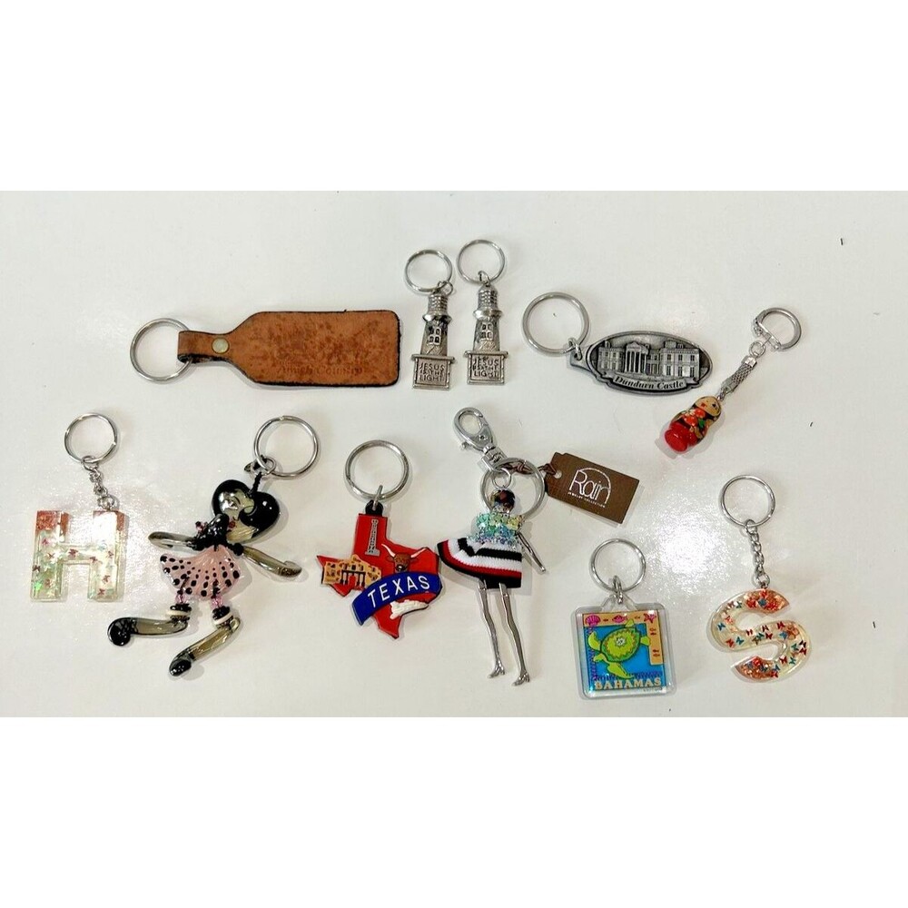 Lot  11 Vintage & Modern Collectible Keychains Russian Doll Fashion Destination